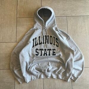 Gildan Illinois State Hoodie Heather Grey XL Mens Sweatshirt Pullover